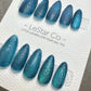 Reusable Oceanic Scales Cat Eye Effect | Premium Press on Nails Gel Hand Painted Pressons Customizable Gel Nail Artist fake nails WM943