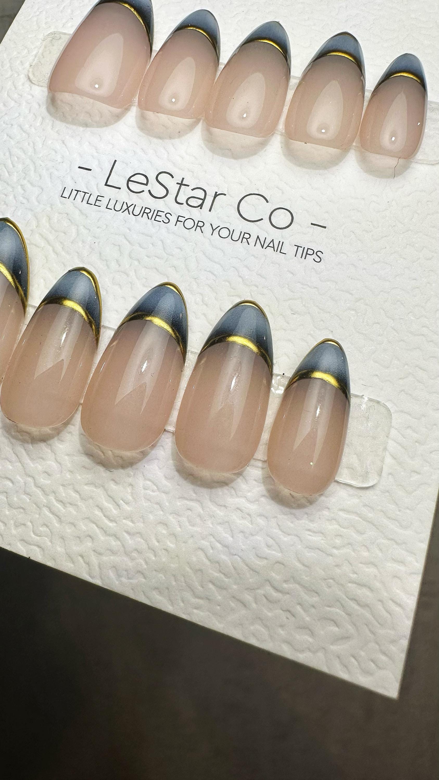 Reusable Eclipse French Tip | Premium Handmade Press on Nails Gel | Fake Nails | Cute Fun Colorful Gel Nail Artist faux nails ML916