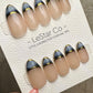 Reusable Eclipse French Tip | Premium Handmade Press on Nails Gel | Fake Nails | Cute Fun Colorful Gel Nail Artist faux nails ML916