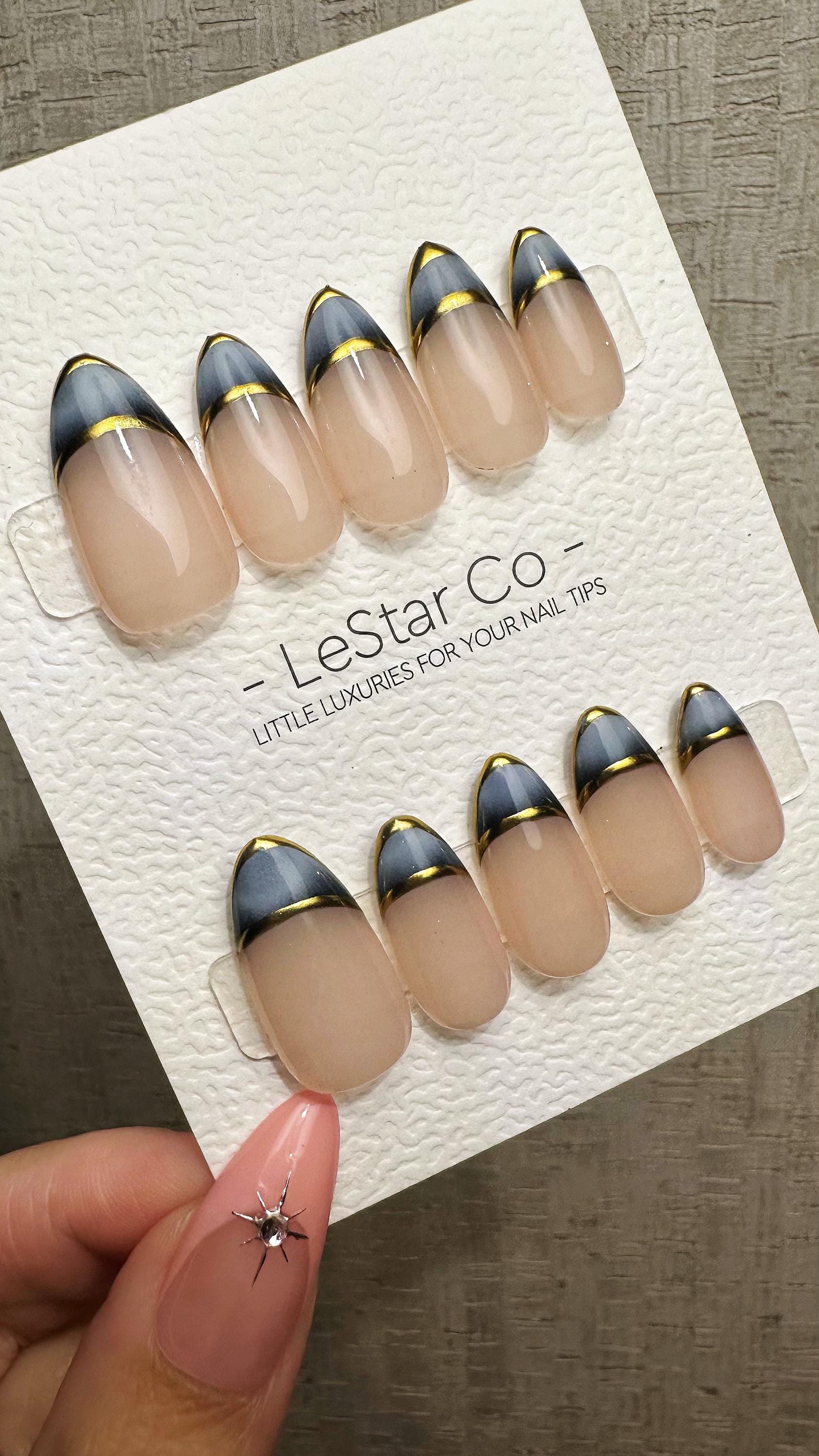 Reusable Eclipse French Tip | Premium Handmade Press on Nails Gel | Fake Nails | Cute Fun Colorful Gel Nail Artist faux nails ML916