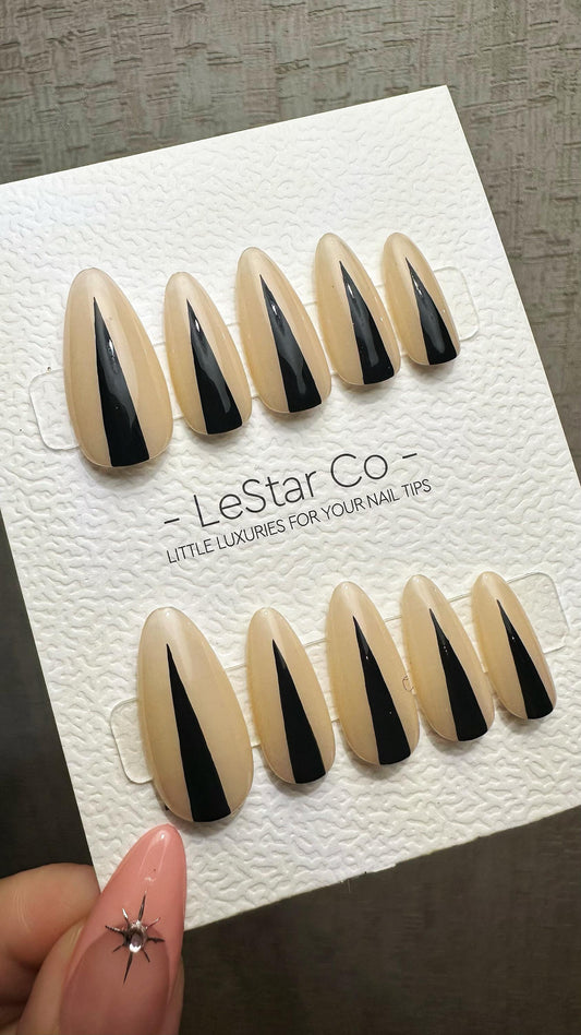 Reusable Nude Ebony Peaks | Premium Press on Nails Gel | Fake Nails | Cute Fun Colorful Gel Nail Artist faux nails ML917