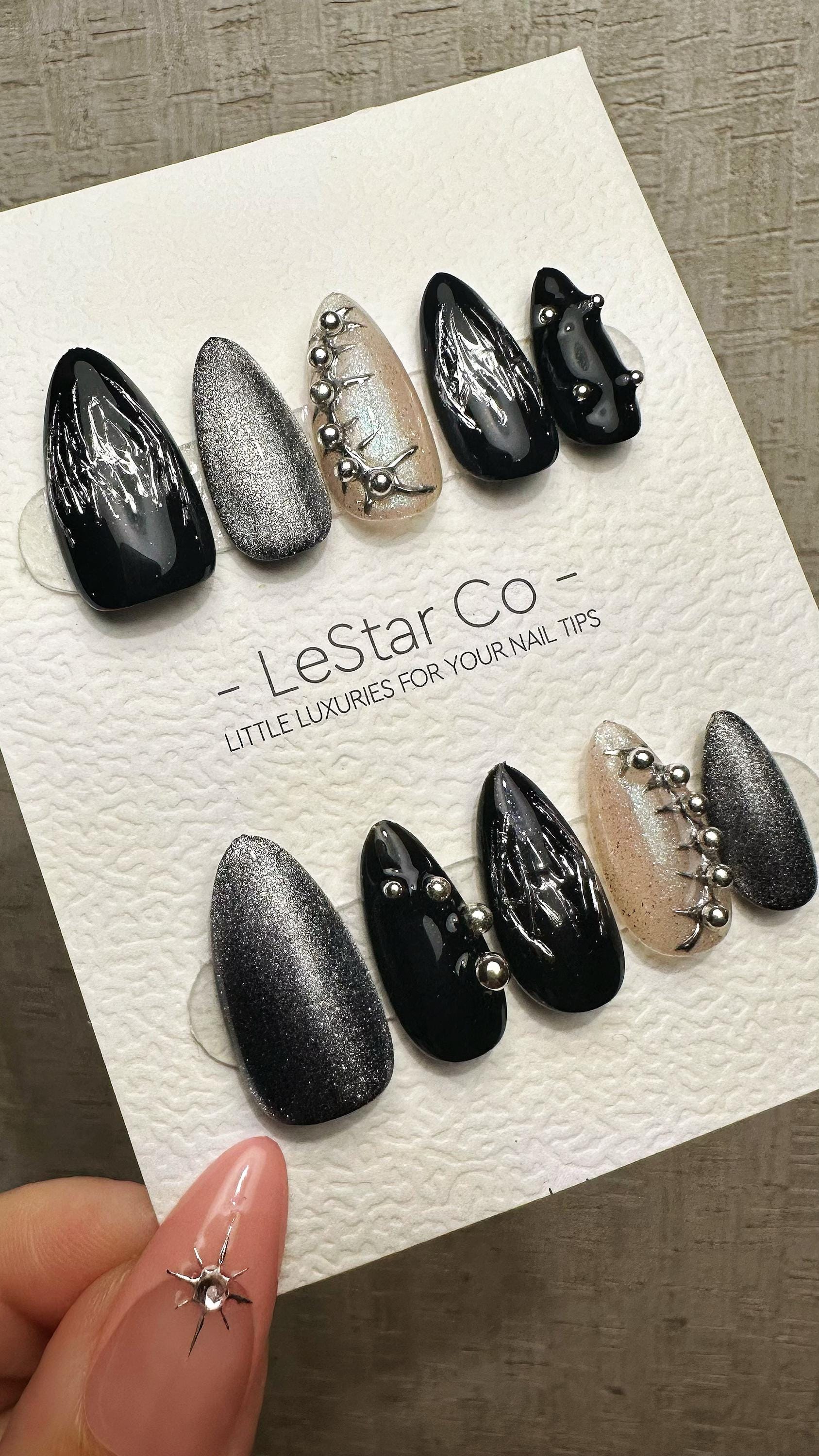Reusable Midnight Meteor| Premium Press on Nails Gel | Fake Nails | Cute Fun Colorful Gel Nail faux nails ML920