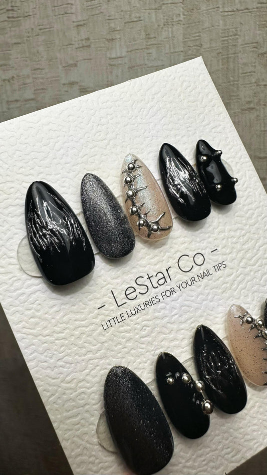 Reusable Midnight Meteor| Premium Press on Nails Gel | Fake Nails | Cute Fun Colorful Gel Nail faux nails ML920
