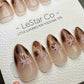 Reusable Bowed in Bronze Cat Eye Effect| Nails Premium Press on Nails Gel Manicure | Fake Nails | Handmade | faux nails ML923