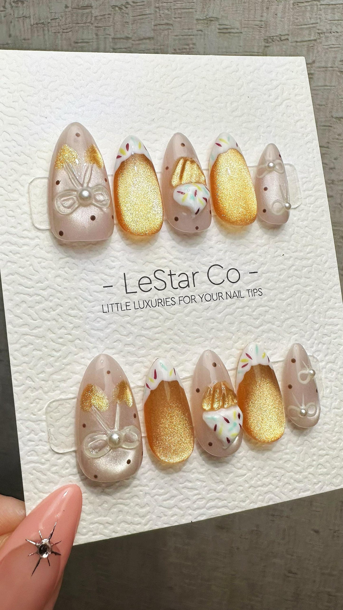 Reusable Sweet Sprinkle Dream| Premium Press on Nails Gel | Fake Nails | Cute Fun Colorful Gel Nail faux nails ML924