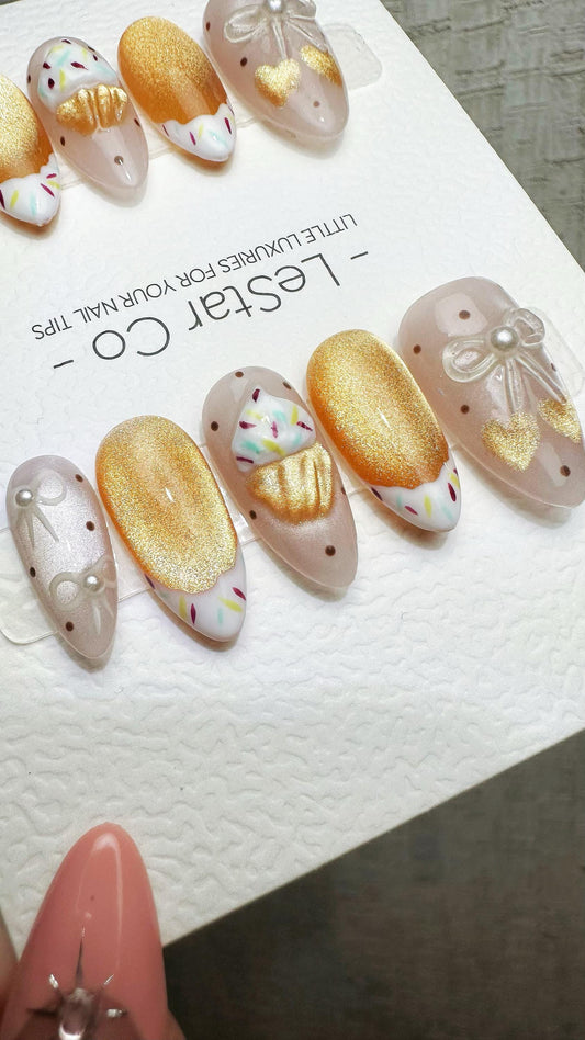 Reusable Sweet Sprinkle Dream| Premium Press on Nails Gel | Fake Nails | Cute Fun Colorful Gel Nail faux nails ML924