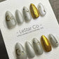 Reusable Golden Eclipse| Nails Premium Press on Nails Gel Manicure | Fake Nails | Handmade | faux nails ML925