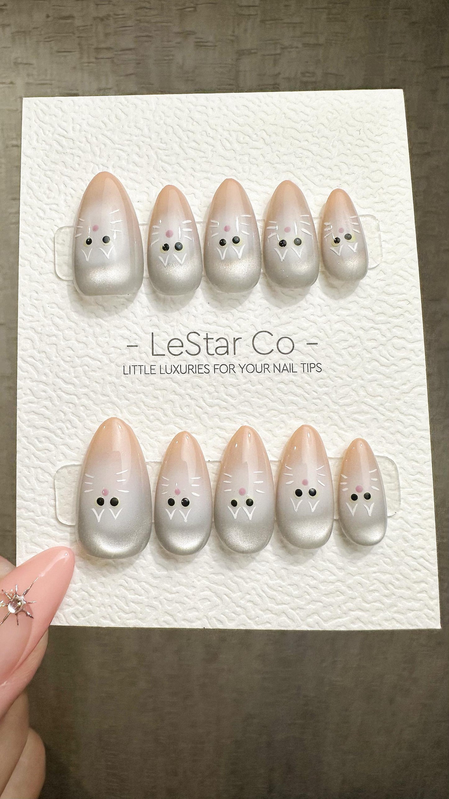 Reusable Blush Paws | Premium Press on Nails Gel Hand Painted Pressons Customizable Gel Nail Artist faux nails ML926