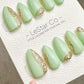 Reusable Crystal Mint | Premium Press on Nails Gel Hand Painted Pressons Customizable Gel Nail Artist faux nails ML931