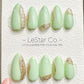 Reusable Crystal Mint | Premium Press on Nails Gel Hand Painted Pressons Customizable Gel Nail Artist faux nails ML931