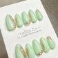 Reusable Crystal Mint | Premium Press on Nails Gel Hand Painted Pressons Customizable Gel Nail Artist faux nails ML931