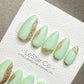 Reusable Crystal Mint | Premium Press on Nails Gel Hand Painted Pressons Customizable Gel Nail Artist faux nails ML931