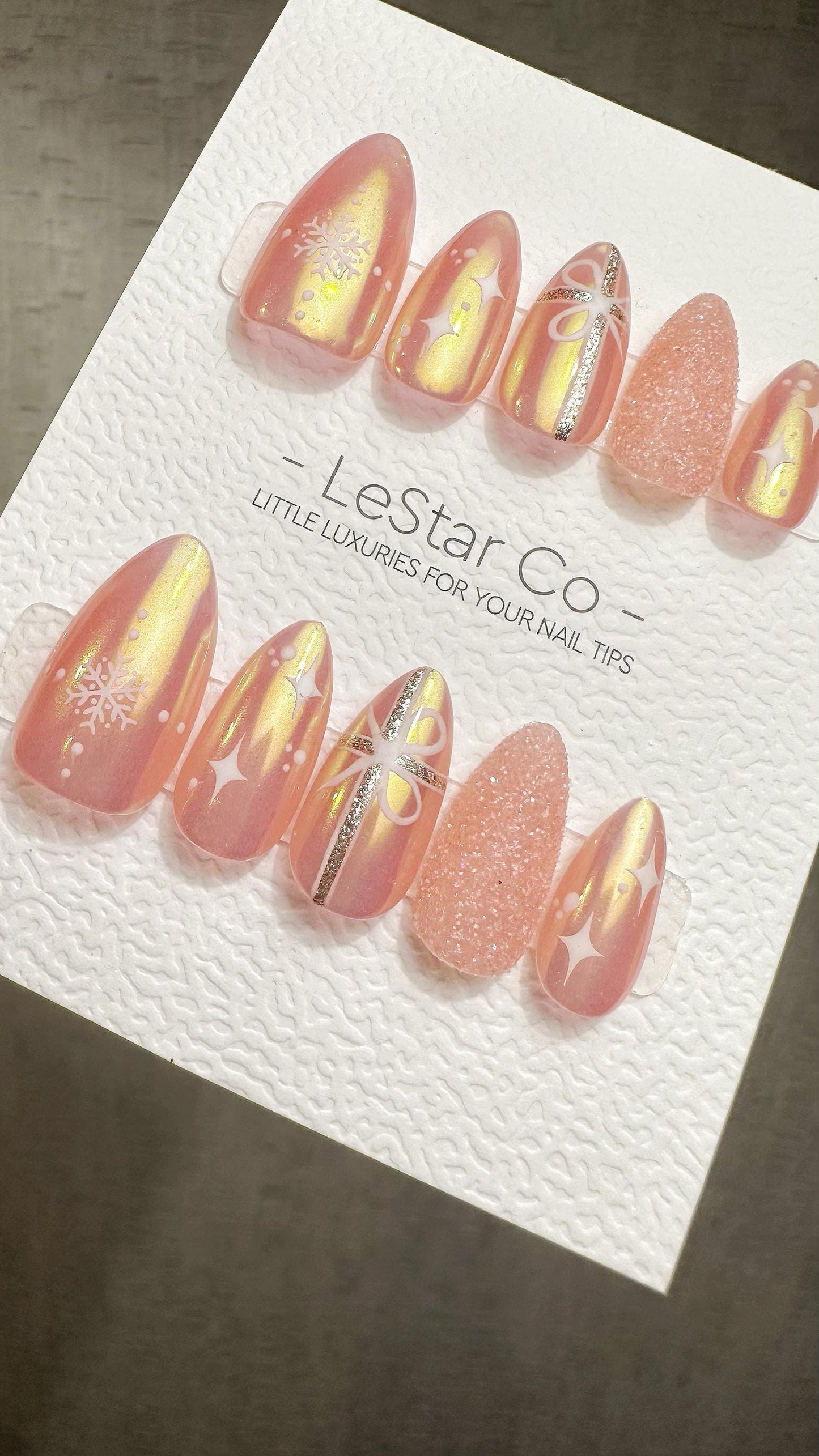 Reusable Frosted Peach Glow | Premium Press on Nails Gel Hand Painted Pressons Customizable Gel Nail Artist faux nails ML932