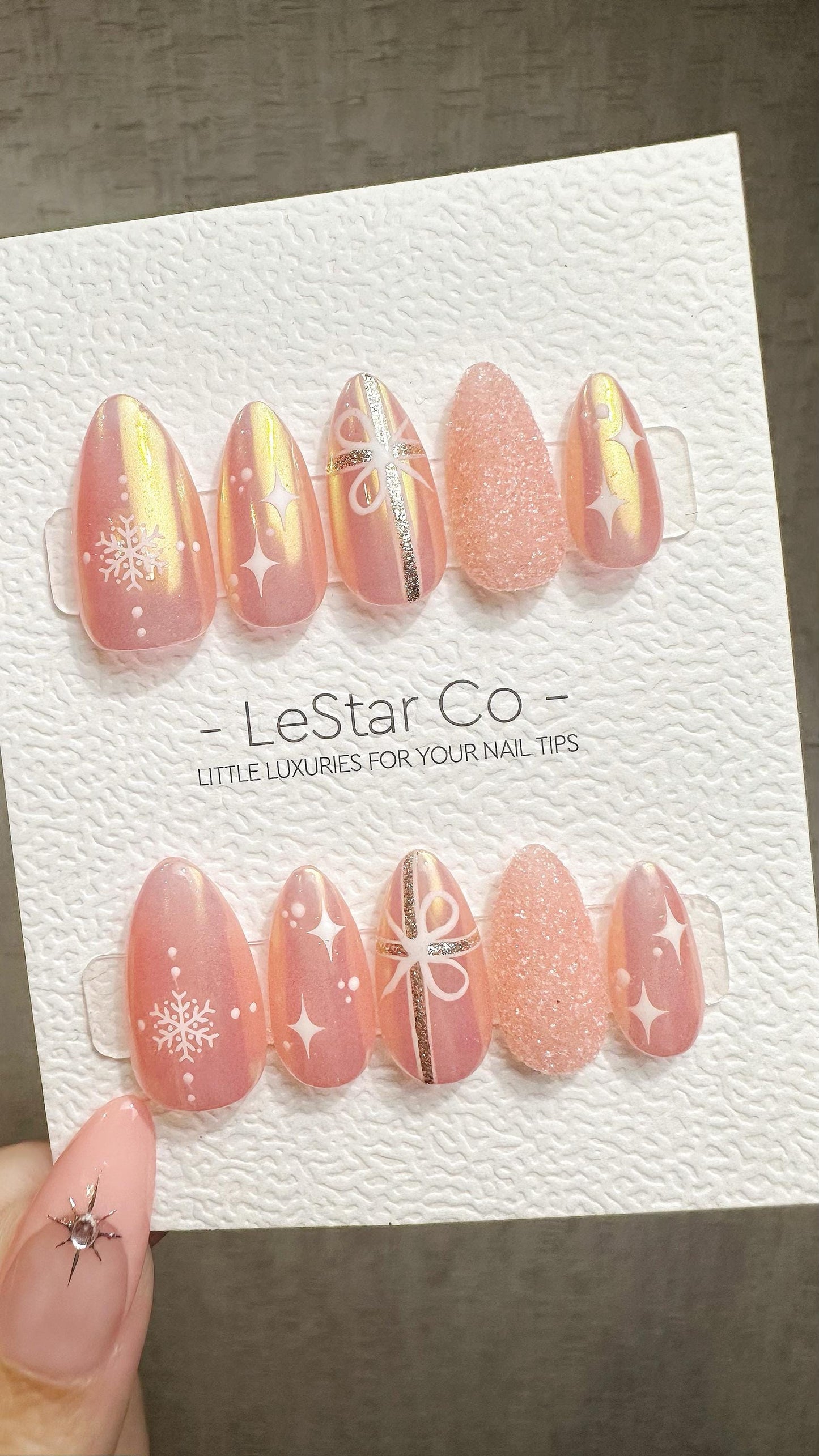 Reusable Frosted Peach Glow | Premium Press on Nails Gel Hand Painted Pressons Customizable Gel Nail Artist faux nails ML932