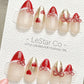 Reusable Ruby Ribbon French Tip| Premium Press on Nails Gel | Fake Nails | Cute Fun Colorful Gel Nail Artist faux nails ML930