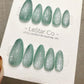 Reusable Aqua Mirage Cat Eye Effect | Premium Press on Nails Gel Hand Painted Pressons Customizable Gel Nail Artist fake nails WM936