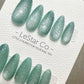 Reusable Aqua Mirage Cat Eye Effect | Premium Press on Nails Gel Hand Painted Pressons Customizable Gel Nail Artist fake nails WM936