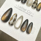 Reusable Champagne Shadows Cat Eye Effect | Premium Press on Nails Gel Hand Painted Pressons Customizable Gel Nail Artist faux nails WM940