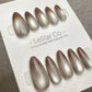 Reusable Mocha Mist Cat Eye Effect | Premium Press on Nails Gel Hand Painted Pressons Customizable Gel Nail Artist fake nails WM937