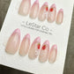 Reusable Strawberry Blossom Pink French Tip | Premium Press on Nails Gel Hand Painted Pressons Customizable Gel Nail fake nails WM951
