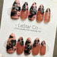 Reusable Marble Midnight Cross French Tip | Premium Press on Nails Gel Hand Painted Pressons Customizable Gel Nail fake nails WM952