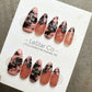 Reusable Marble Midnight Cross French Tip | Premium Press on Nails Gel Hand Painted Pressons Customizable Gel Nail fake nails WM952