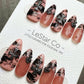 Reusable Marble Midnight Cross French Tip | Premium Press on Nails Gel Hand Painted Pressons Customizable Gel Nail fake nails WM952
