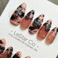 Reusable Marble Midnight Cross French Tip | Premium Press on Nails Gel Hand Painted Pressons Customizable Gel Nail fake nails WM952