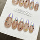 Reusable Iridescent Jewel Glow French Tip | Premium Press on Nails Gel Hand Painted Pressons Customizable Gel Nail Artist faux nails QN954