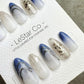 Reusable Frosty Blue Galaxy | Premium Press on Nails Gel Hand Painted Pressons Customizable Gel Nail Artist faux nails QN955