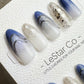 Reusable Frosty Blue Galaxy | Premium Press on Nails Gel Hand Painted Pressons Customizable Gel Nail Artist faux nails QN955