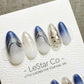 Reusable Frosty Blue Galaxy | Premium Press on Nails Gel Hand Painted Pressons Customizable Gel Nail Artist faux nails QN955