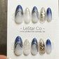 Reusable Frosty Blue Galaxy | Premium Press on Nails Gel Hand Painted Pressons Customizable Gel Nail Artist faux nails QN955