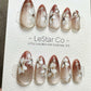 Reusable Autumn Blossom Glow Cat Eye Effect | Premium Press on Nails Gel Hand Painted Pressons Customizable Gel Nail Artist faux nails QN956