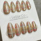Reusable Peachy Blush Plaid | Premium Press on Nails Gel Hand Painted Pressons Customizable Gel Nail faux nails QN961