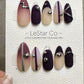 Reusable Silver Plum Horizon | Premium Press on Nails Gel Hand Painted Pressons Customizable Gel Nail faux nails QN962