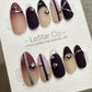 Reusable Silver Plum Horizon | Premium Press on Nails Gel Hand Painted Pressons Customizable Gel Nail faux nails QN962