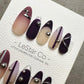 Reusable Silver Plum Horizon | Premium Press on Nails Gel Hand Painted Pressons Customizable Gel Nail faux nails QN962