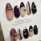 Reusable Silver Plum Horizon | Premium Press on Nails Gel Hand Painted Pressons Customizable Gel Nail faux nails QN962