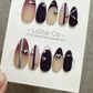 Reusable Silver Plum Horizon | Premium Press on Nails Gel Hand Painted Pressons Customizable Gel Nail faux nails QN962