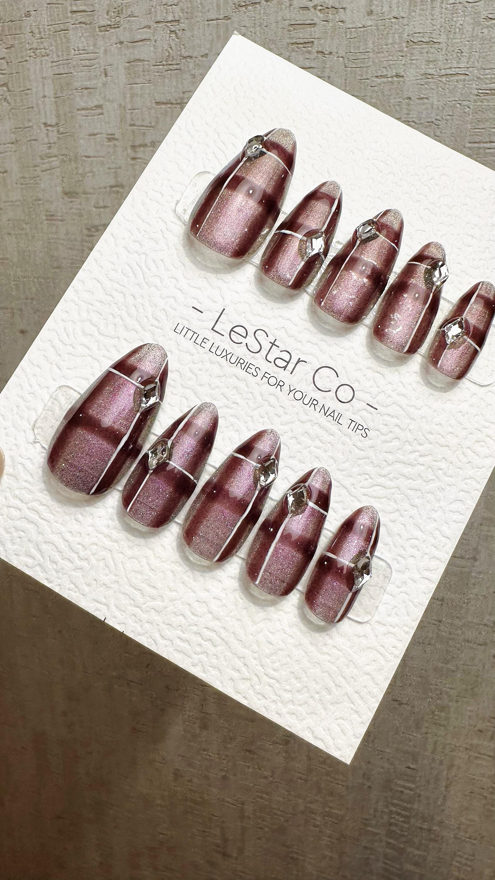 Reusable Gilded Berry Spark | Premium Press on Nails Gel | Fake Nails | Cute Fun Colorful Gel Nail Artist faux nails QN966
