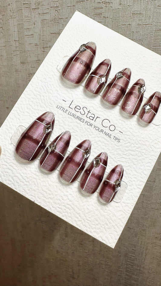 Reusable Gilded Berry Spark | Premium Press on Nails Gel | Fake Nails | Cute Fun Colorful Gel Nail Artist faux nails QN966