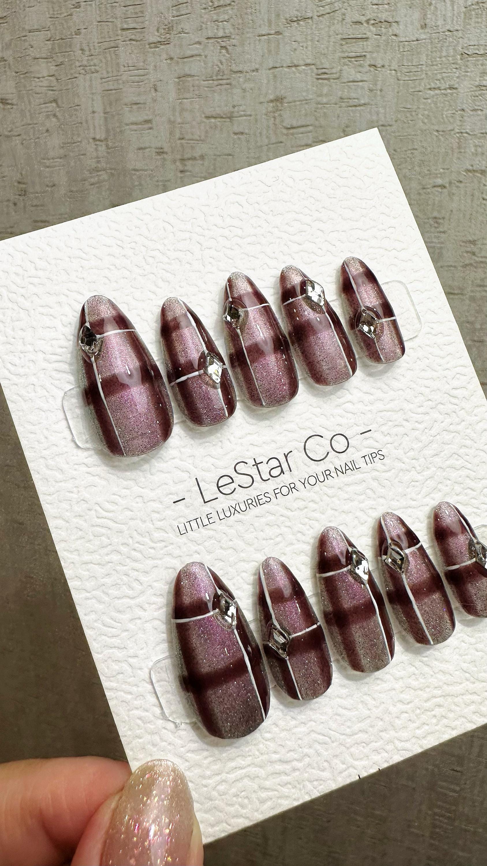 Reusable Gilded Berry Spark | Premium Press on Nails Gel | Fake Nails | Cute Fun Colorful Gel Nail Artist faux nails QN966
