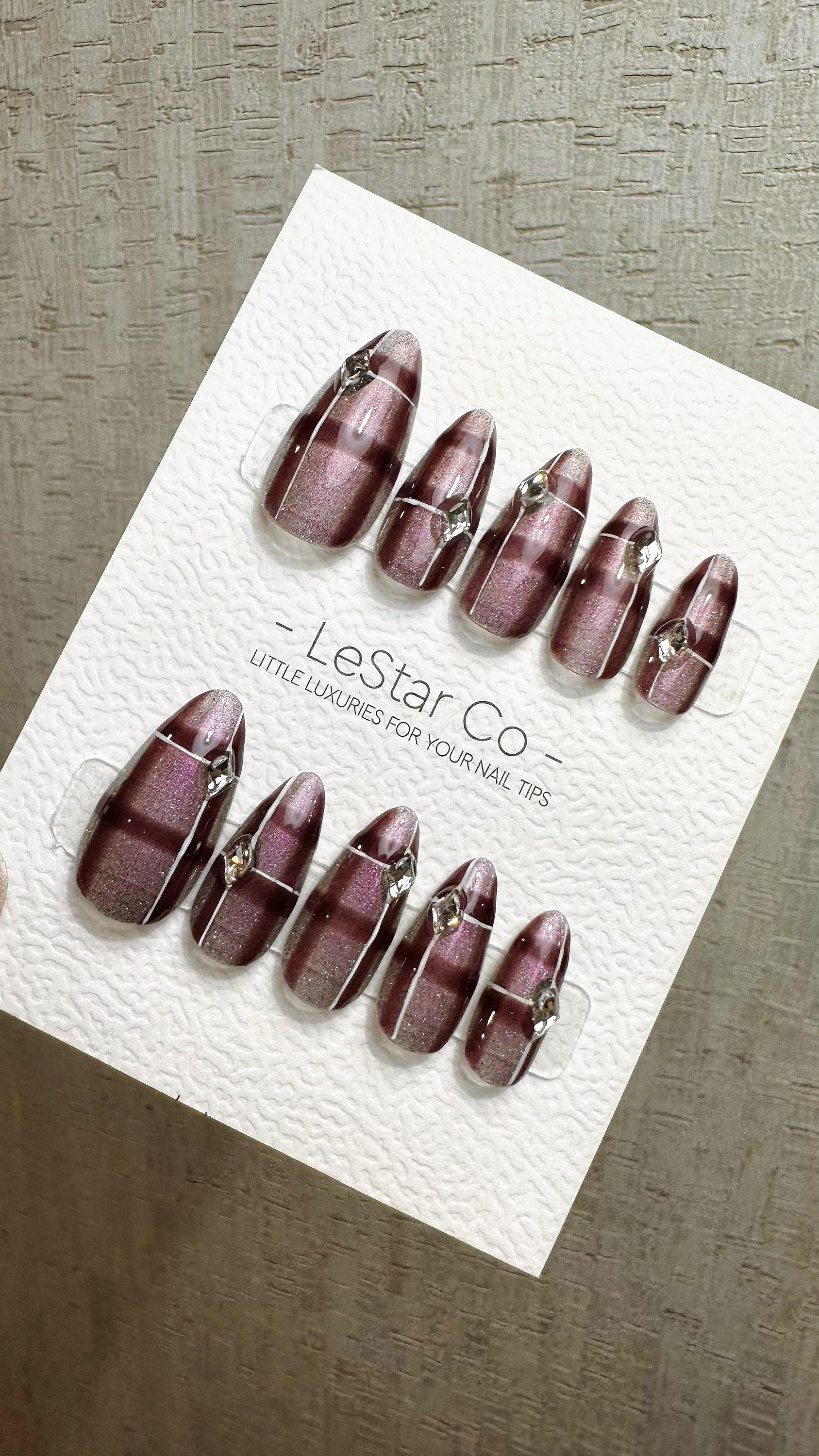 Reusable Gilded Berry Spark | Premium Press on Nails Gel | Fake Nails | Cute Fun Colorful Gel Nail Artist faux nails QN966