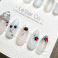 Reusable Crystal Cherry Sparkle | Premium Handmade Press on Nails Gel | Fake Nails | Cute Fun Colorful Gel Nail Artist faux nails QN969