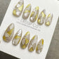 Reusable Golden Shards | Premium Handmade Press on Nails Gel | Fake Nails | Cute Fun Colorful Gel Nail Artist faux nails WM976