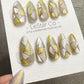 Reusable Golden Shards | Premium Handmade Press on Nails Gel | Fake Nails | Cute Fun Colorful Gel Nail Artist faux nails WM976