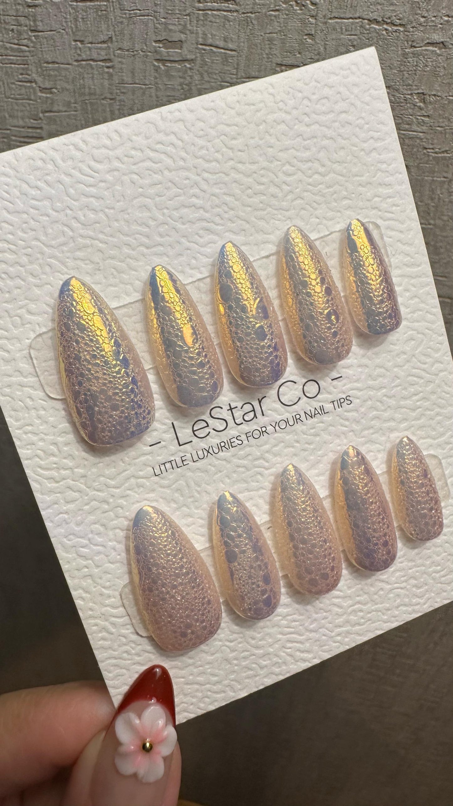Reusable Sunset Mirage Bubble Effect | Premium Press on Nails Gel Hand Painted Pressons Customizable Gel Nail fake nails WM978