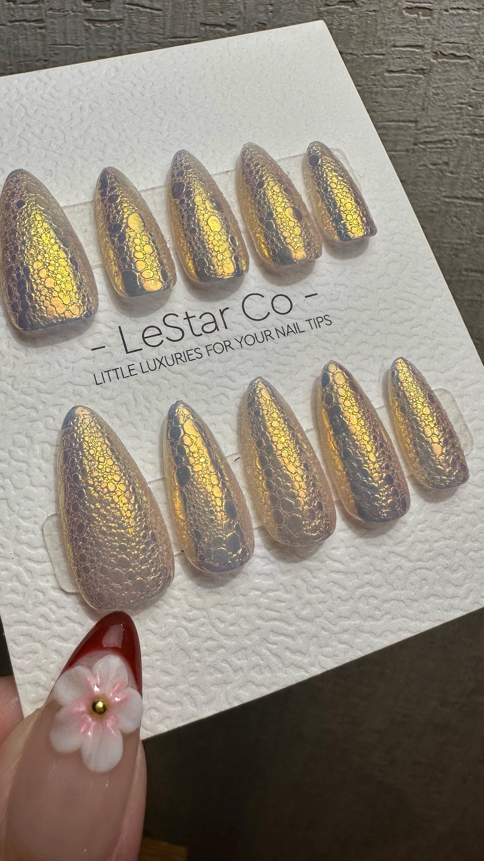 Reusable Sunset Mirage Bubble Effect | Premium Press on Nails Gel Hand Painted Pressons Customizable Gel Nail fake nails WM978