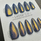 Reusable Golden Serpent Glam Bubble Effect | Premium Press on Nails Gel Hand Painted Pressons Customizable Gel Nail fake nails WM979